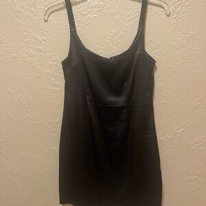 Steve Madden Black Satin Slip Mini Dress
